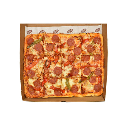 Chicken Pepperoni and Roasted Vegetables Pizza