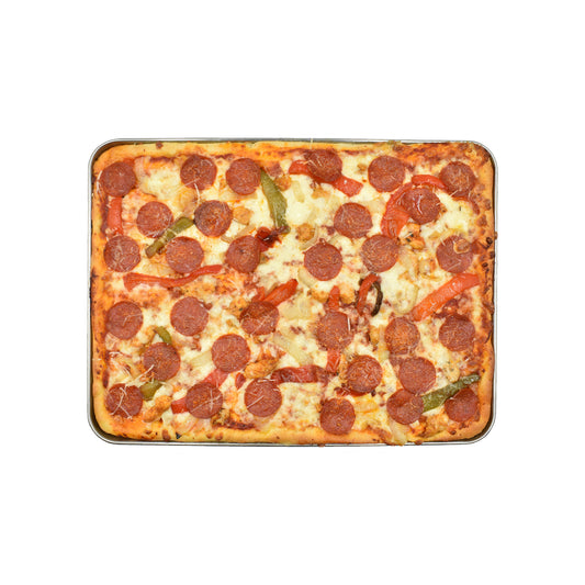 Chicken Pepperoni and Roasted Vegetables Pizza